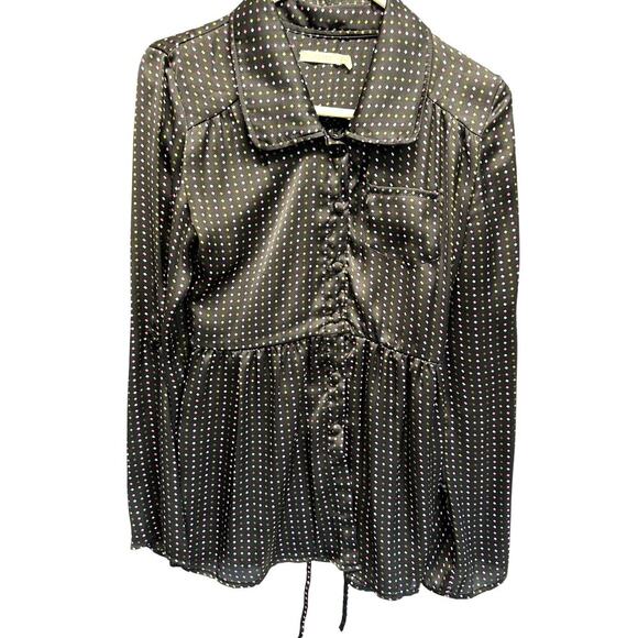 Tulle Sheer Y2K Button Up Collared Long Sleeve Tunic Belt Black M Witchygoth - Picture 1 of 8